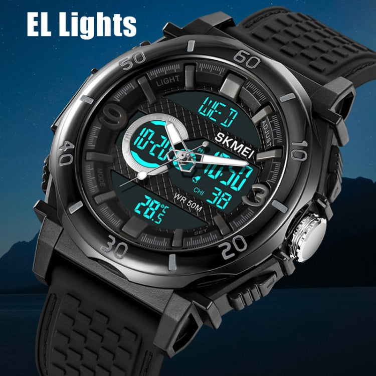 SKMEI 2098 Multifunctional Men 50M Waterproof Thermometer Dual Display Digital Wrist Watch(Black+White) - free shipping - PMC TechLife - Order now!