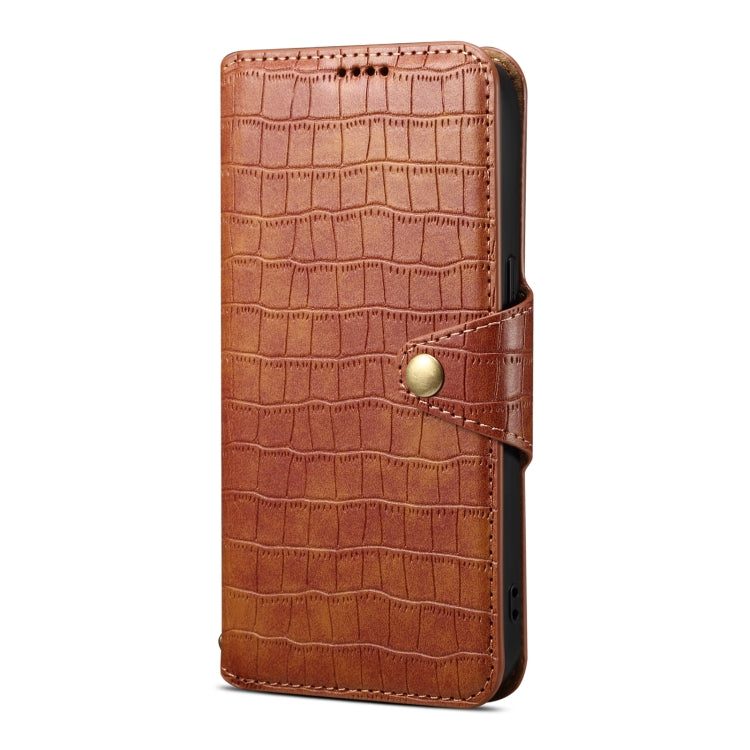 For iPhone 16 Denior Crocodile Texture Oil Edge Leather Phone Case(Brown) - free shipping - PMC Jewellery - Order now!