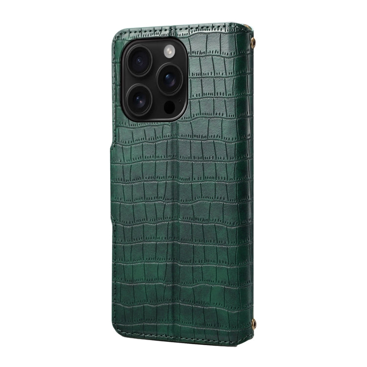 For iPhone 16 Pro Denior Crocodile Texture Oil Edge Leather Phone Case(Green) - free shipping - PMC Jewellery - Order now!