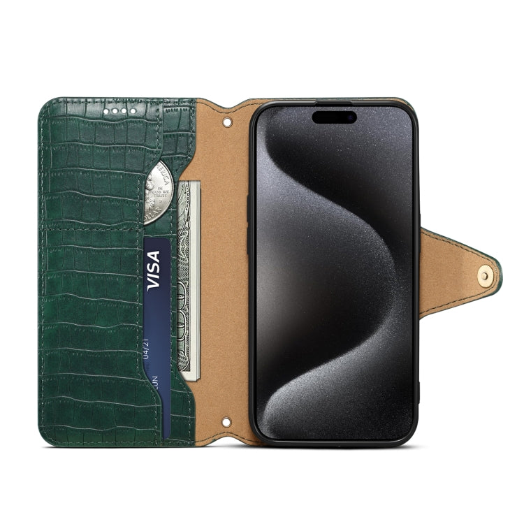 For iPhone 16 Pro Max Denior Crocodile Texture Oil Edge Leather Phone Case(Green) - free shipping - PMC Jewellery - Order now!
