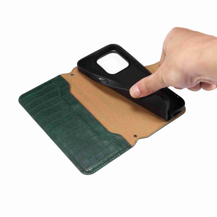 For iPhone 16 Denior Crocodile Texture Oil Edge Leather Phone Case(Green) - free shipping - PMC Jewellery - Order now!