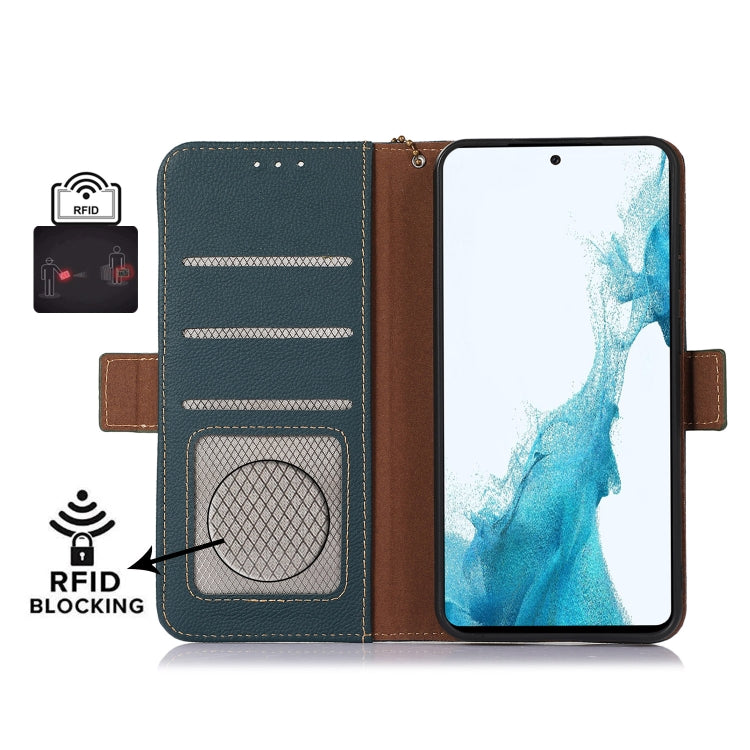 For Huawei Mate 60 Pro Side-Magnetic TJ Genuine Leather RFID Phone Case(Green) - Huawei Cases by PMC TechLife | Online Shopping South Africa | PMC TechLife | Buy Now Pay Later Mobicred