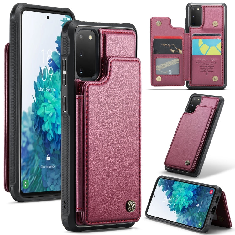 For Samsung Galaxy S20 FE CaseMe C22 Card Slots Holder RFID Anti-theft Phone Case(Wine Red) - free shipping - PMC Jewellery - Order now!