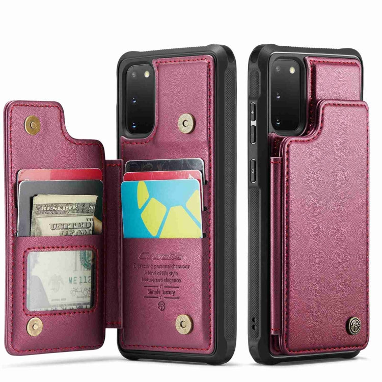 For Samsung Galaxy S20 FE CaseMe C22 Card Slots Holder RFID Anti-theft Phone Case(Wine Red) - free shipping - PMC Jewellery - Order now!