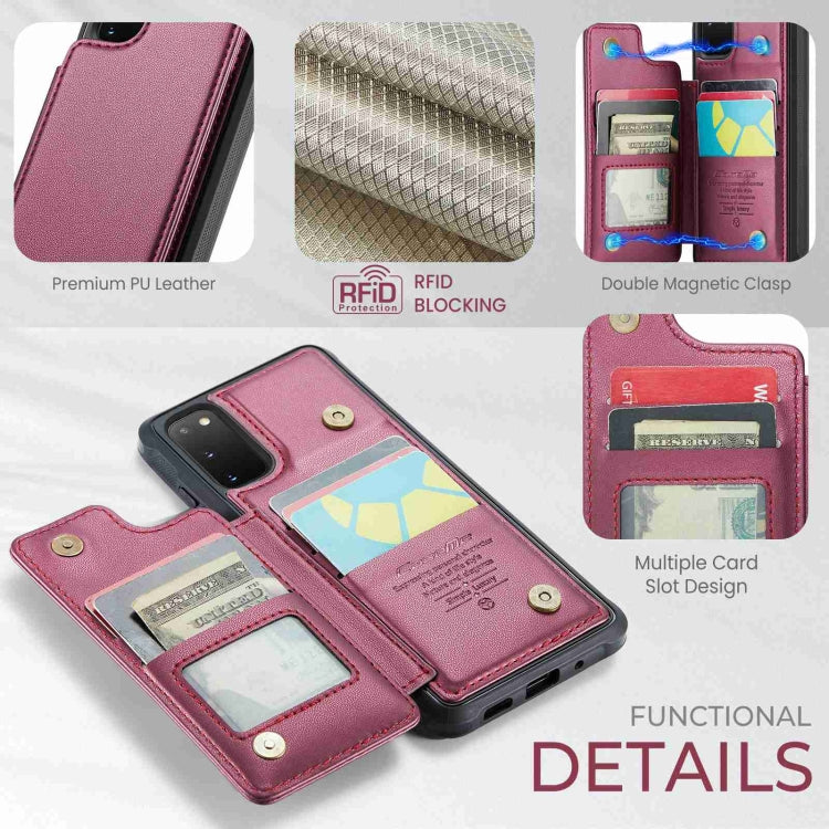 For Samsung Galaxy S20 FE CaseMe C22 Card Slots Holder RFID Anti-theft Phone Case(Wine Red) - free shipping - PMC Jewellery - Order now!