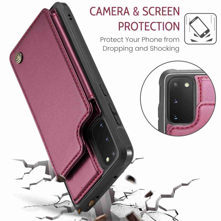 For Samsung Galaxy S20 FE CaseMe C22 Card Slots Holder RFID Anti-theft Phone Case(Wine Red) - free shipping - PMC Jewellery - Order now!