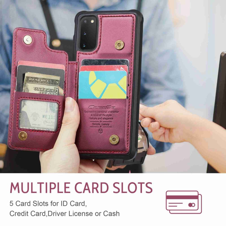 For Samsung Galaxy S20 FE CaseMe C22 Card Slots Holder RFID Anti-theft Phone Case(Wine Red) - free shipping - PMC Jewellery - Order now!