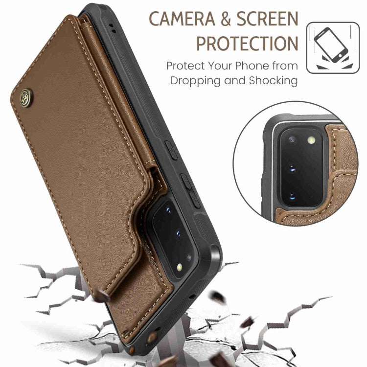 For Samsung Galaxy S20 FE CaseMe C22 Card Slots Holder RFID Anti-theft Phone Case(Brown) - free shipping - PMC Jewellery - Order now!