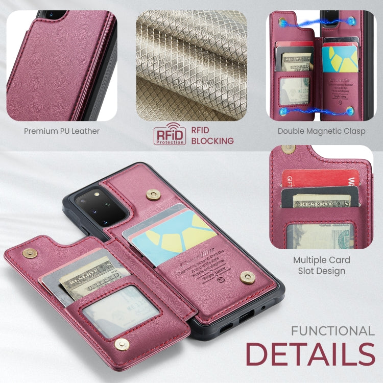 For Samsung Galaxy S20+ CaseMe C22 Card Slots Holder RFID Anti-theft Phone Case(Wine Red) - free shipping - PMC Jewellery - Order now!
