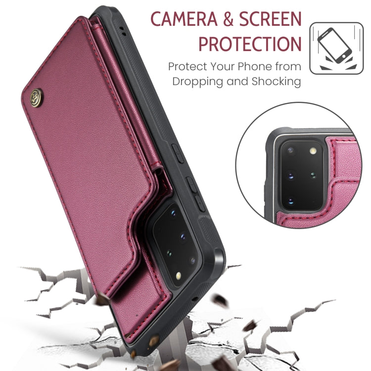 For Samsung Galaxy S20+ CaseMe C22 Card Slots Holder RFID Anti-theft Phone Case(Wine Red) - free shipping - PMC Jewellery - Order now!