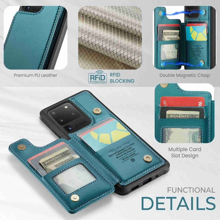 For Samsung Galaxy S20 Ultra CaseMe C22 Card Slots Holder RFID Anti-theft Phone Case(Blue Green) - free shipping - PMC Jewellery - Order now!