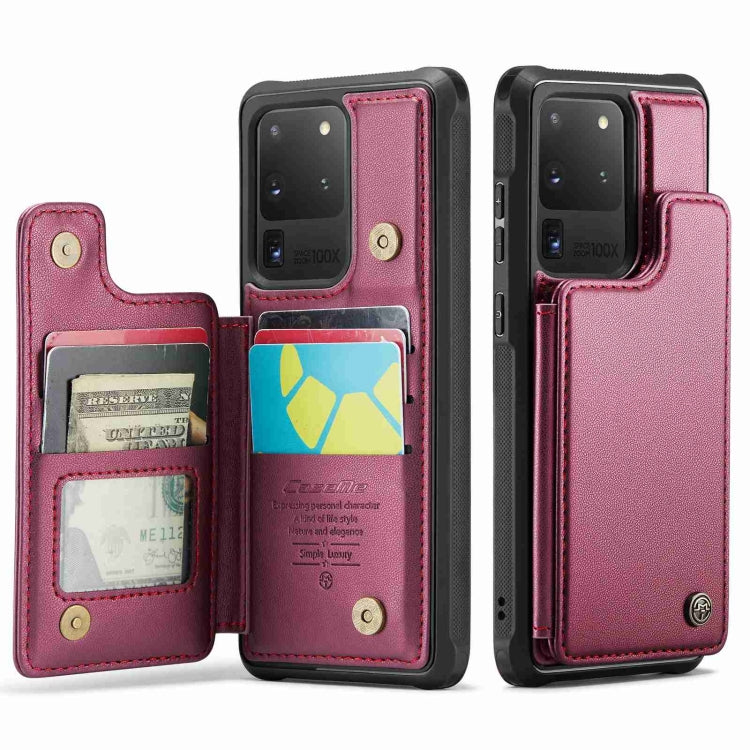 For Samsung Galaxy S20 Ultra CaseMe C22 Card Slots Holder RFID Anti-theft Phone Case(Wine Red) - free shipping - PMC Jewellery - Order now!