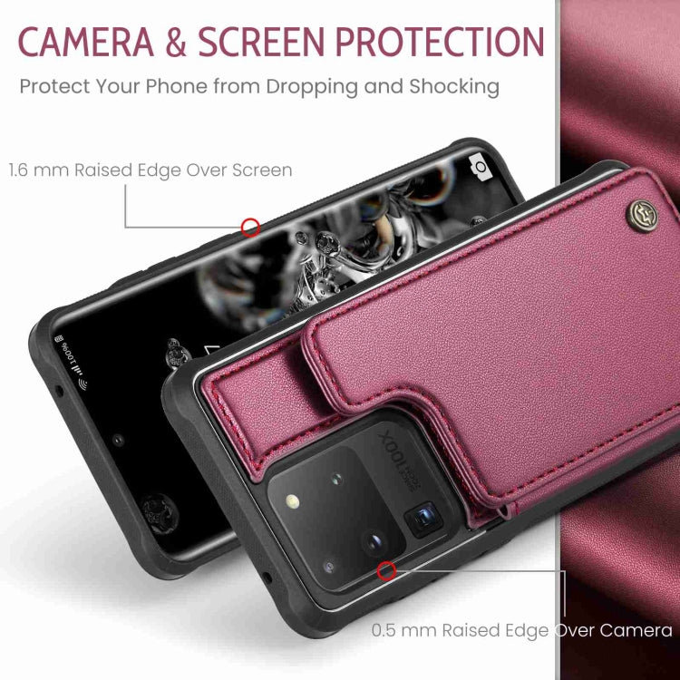 For Samsung Galaxy S20 Ultra CaseMe C22 Card Slots Holder RFID Anti-theft Phone Case(Wine Red) - free shipping - PMC Jewellery - Order now!