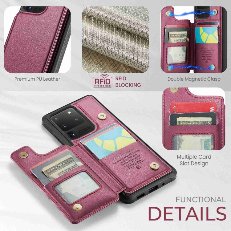 For Samsung Galaxy S20 Ultra CaseMe C22 Card Slots Holder RFID Anti-theft Phone Case(Wine Red) - free shipping - PMC Jewellery - Order now!