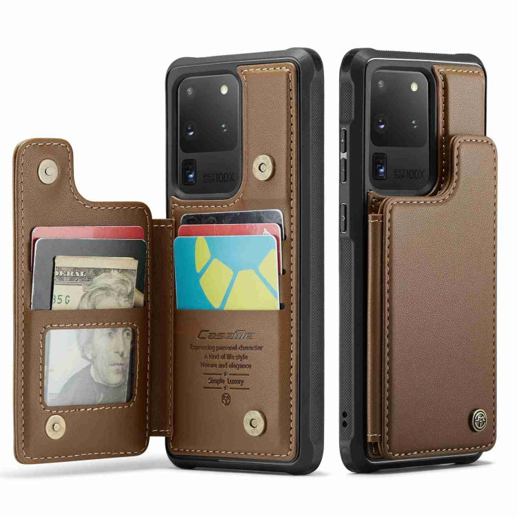 For Samsung Galaxy S20 Ultra CaseMe C22 Card Slots Holder RFID Anti-theft Phone Case(Brown) - free shipping - PMC Jewellery - Order now!