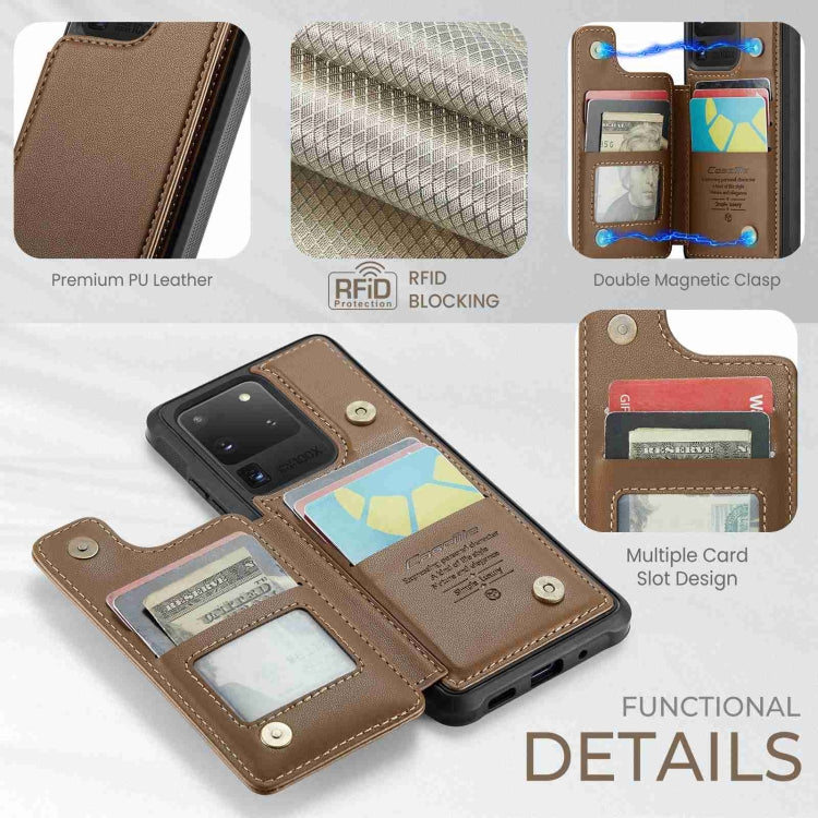 For Samsung Galaxy S20 Ultra CaseMe C22 Card Slots Holder RFID Anti-theft Phone Case(Brown) - free shipping - PMC Jewellery - Order now!