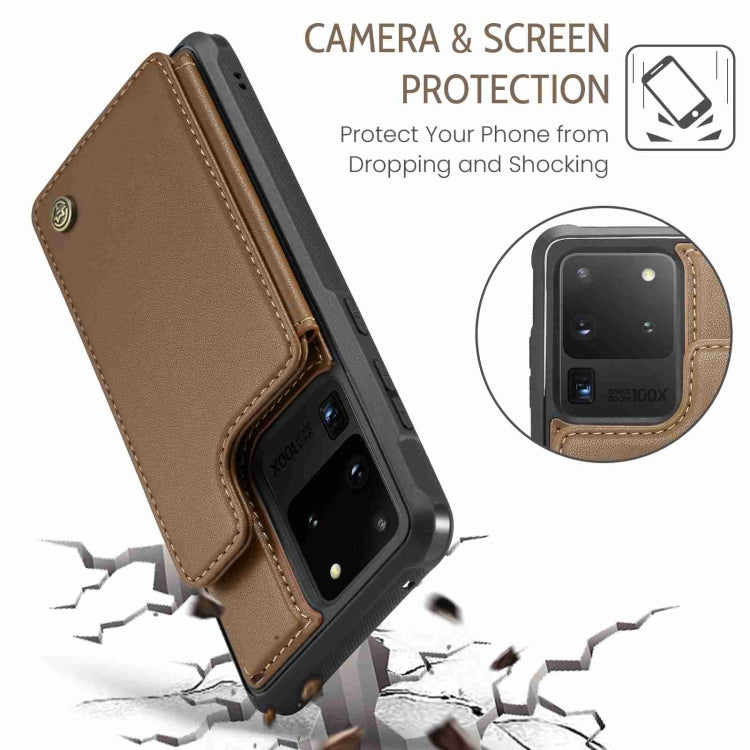 For Samsung Galaxy S20 Ultra CaseMe C22 Card Slots Holder RFID Anti-theft Phone Case(Brown) - free shipping - PMC Jewellery - Order now!