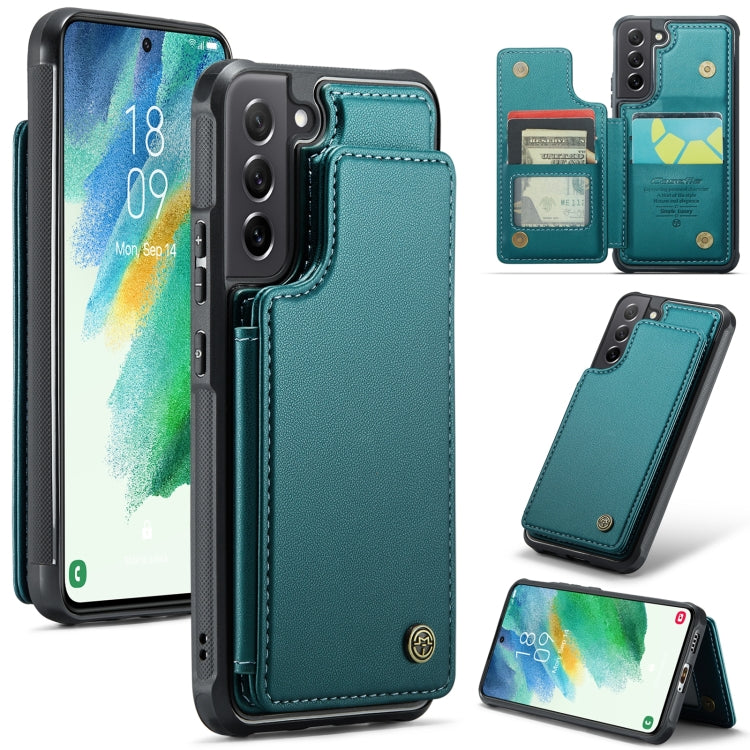 For Samsung Galaxy S21 FE 5G CaseMe C22 Card Slots Holder RFID Anti-theft Phone Case(Blue Green) - free shipping - PMC Jewellery - Order now!