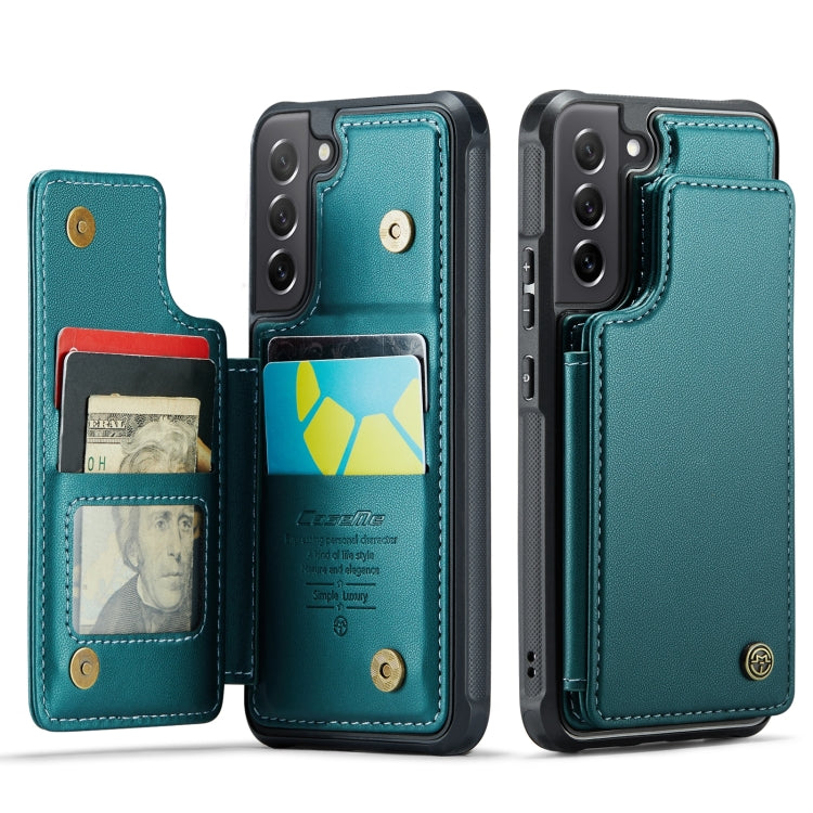 For Samsung Galaxy S21 FE 5G CaseMe C22 Card Slots Holder RFID Anti-theft Phone Case(Blue Green) - free shipping - PMC Jewellery - Order now!