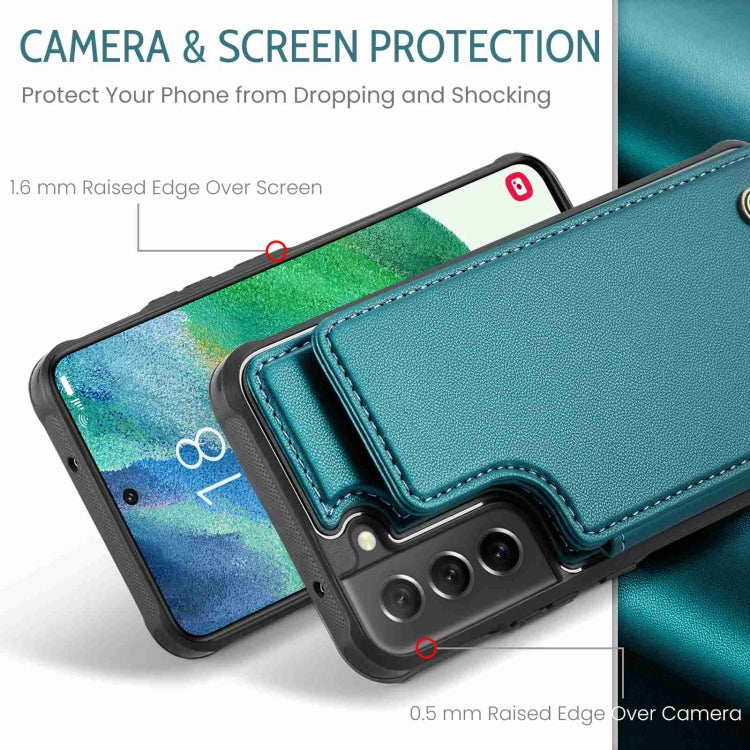 For Samsung Galaxy S21 FE 5G CaseMe C22 Card Slots Holder RFID Anti-theft Phone Case(Blue Green) - free shipping - PMC Jewellery - Order now!