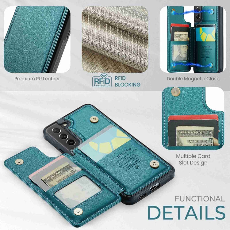 For Samsung Galaxy S21 FE 5G CaseMe C22 Card Slots Holder RFID Anti-theft Phone Case(Blue Green) - free shipping - PMC Jewellery - Order now!