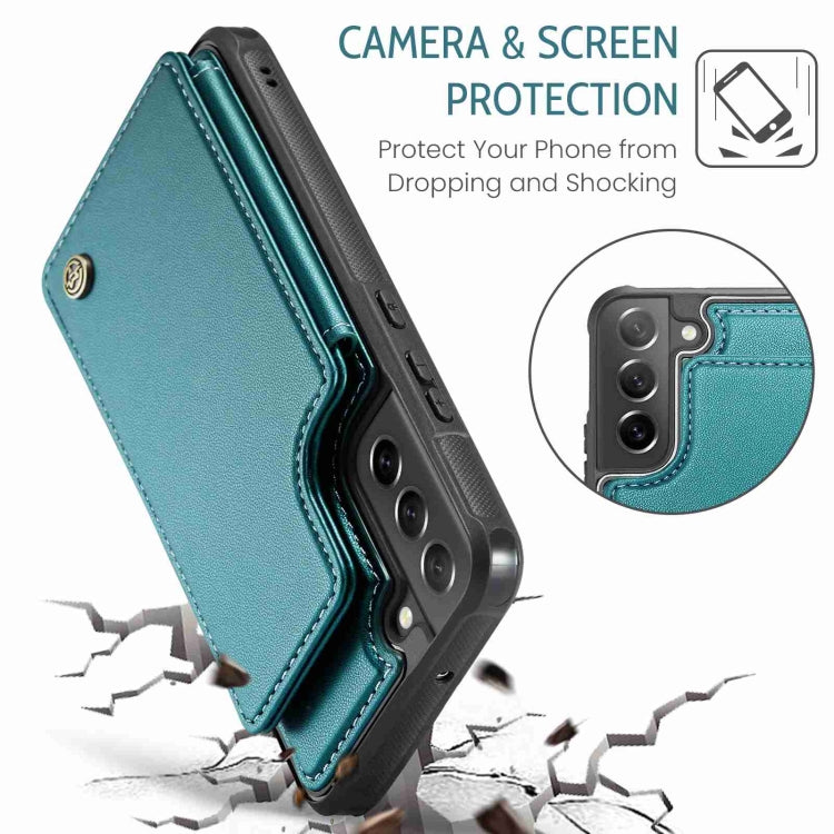 For Samsung Galaxy S21 FE 5G CaseMe C22 Card Slots Holder RFID Anti-theft Phone Case(Blue Green) - free shipping - PMC Jewellery - Order now!