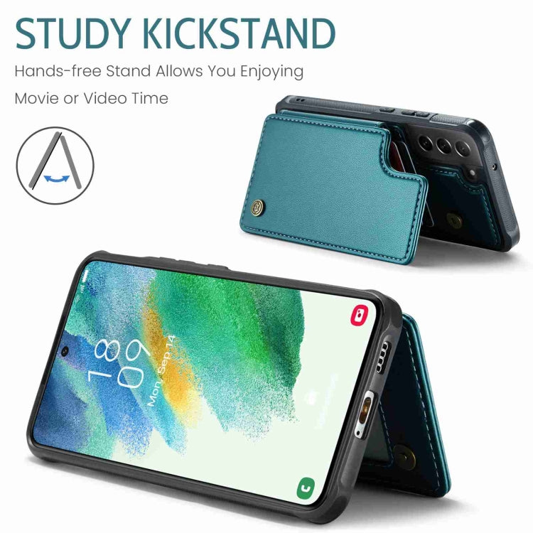 For Samsung Galaxy S21 FE 5G CaseMe C22 Card Slots Holder RFID Anti-theft Phone Case(Blue Green) - free shipping - PMC Jewellery - Order now!
