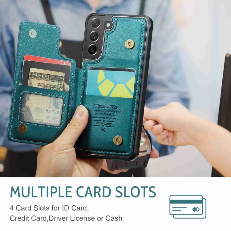 For Samsung Galaxy S21 FE 5G CaseMe C22 Card Slots Holder RFID Anti-theft Phone Case(Blue Green) - free shipping - PMC Jewellery - Order now!