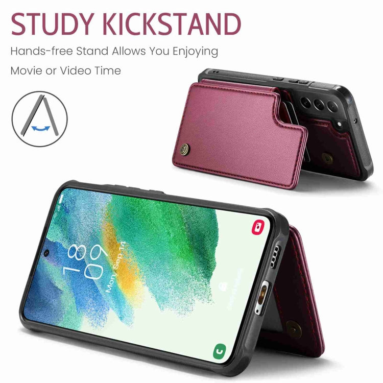 For Samsung Galaxy S21 FE 5G CaseMe C22 Card Slots Holder RFID Anti-theft Phone Case(Wine Red) - free shipping - PMC Jewellery - Order now!