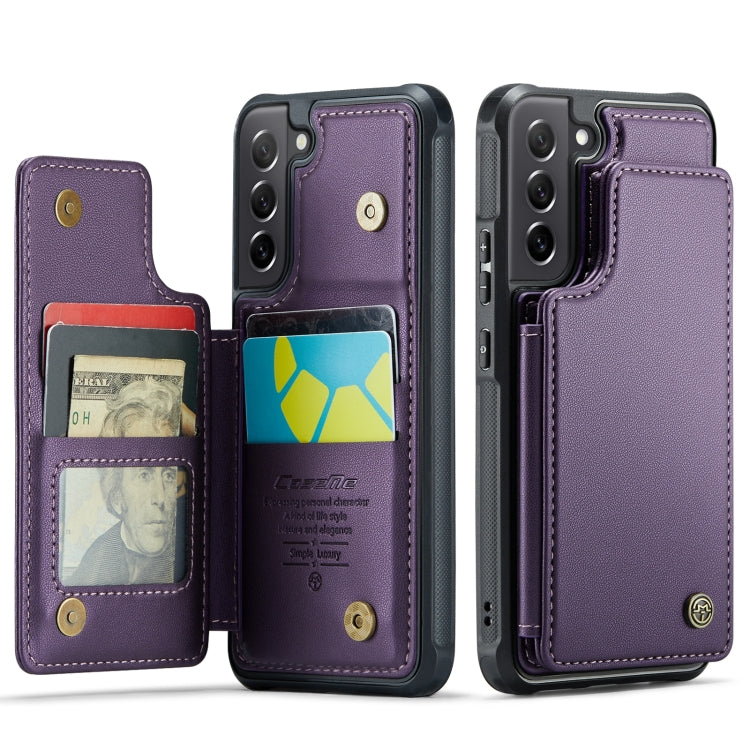 For Samsung Galaxy S21 FE 5G CaseMe C22 Card Slots Holder RFID Anti-theft Phone Case(Purple) - free shipping - PMC Jewellery - Order now!