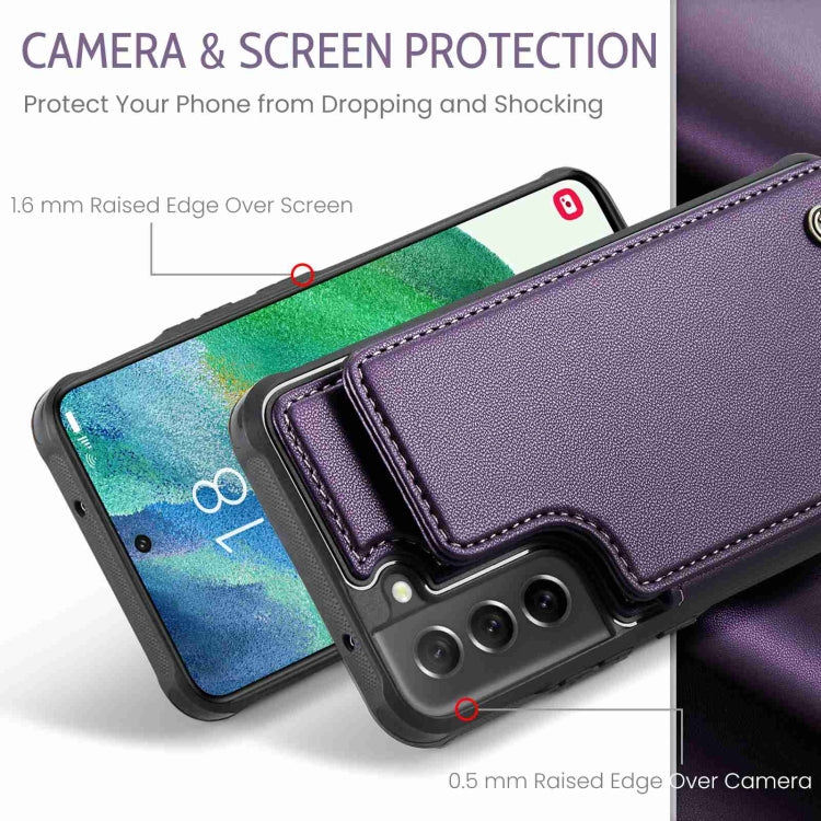 For Samsung Galaxy S21 FE 5G CaseMe C22 Card Slots Holder RFID Anti-theft Phone Case(Purple) - free shipping - PMC Jewellery - Order now!