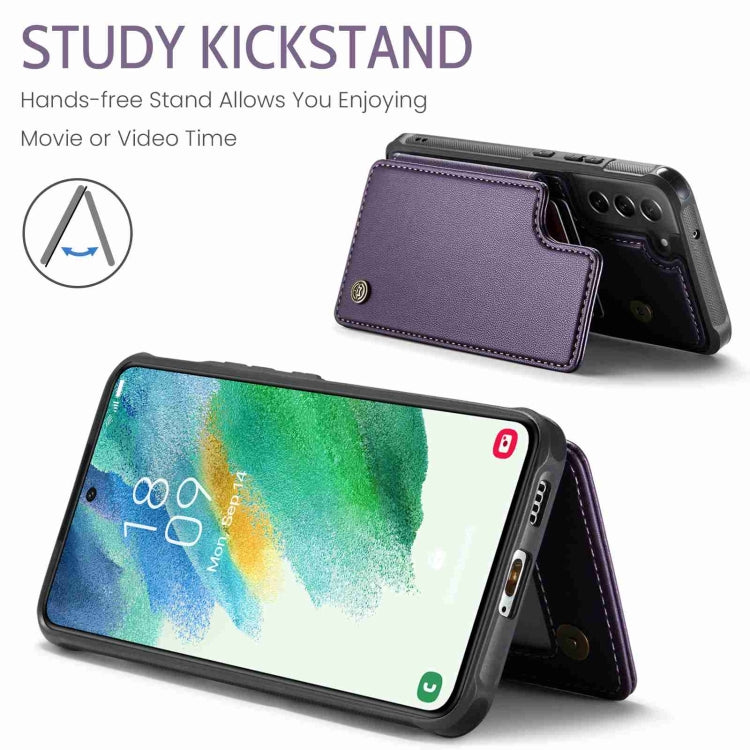 For Samsung Galaxy S21 FE 5G CaseMe C22 Card Slots Holder RFID Anti-theft Phone Case(Purple) - free shipping - PMC Jewellery - Order now!