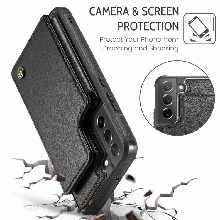 For Samsung Galaxy S21 FE 5G CaseMe C22 Card Slots Holder RFID Anti-theft Phone Case(Black) - free shipping - PMC Jewellery - Order now!