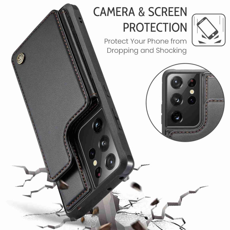 For Samsung Galaxy S21 Ultra 5G CaseMe C22 Card Slots Holder RFID Anti-theft Phone Case(Black) - free shipping - PMC Jewellery - Order now!