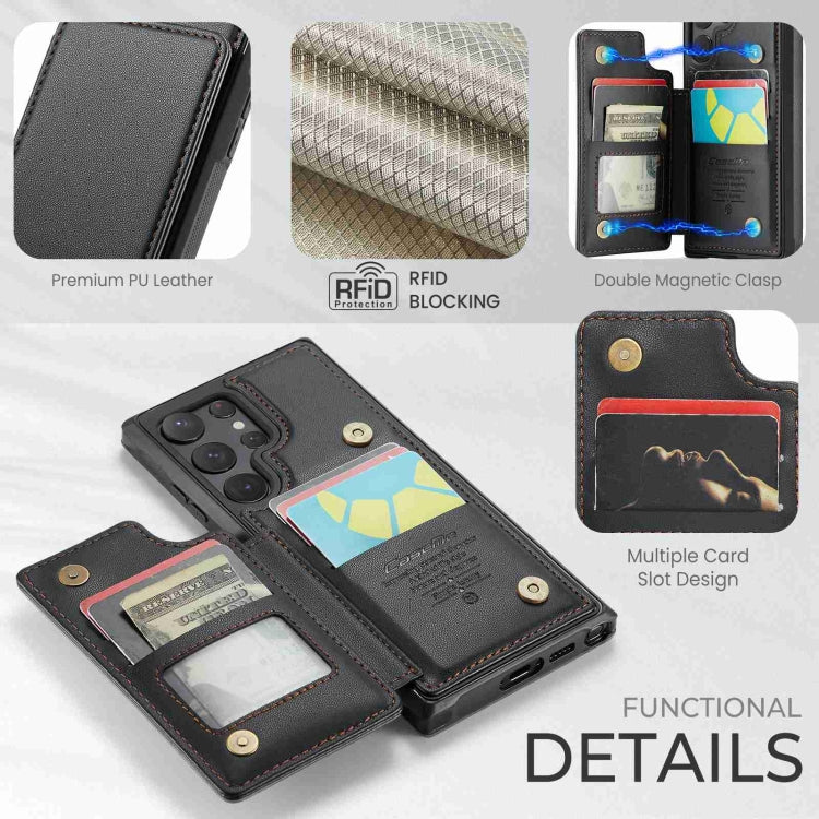 For Samsung Galaxy S22 Ultra 5G CaseMe C22 Card Slots Holder RFID Anti-theft Phone Case(Black) - free shipping - PMC Jewellery - Order now!