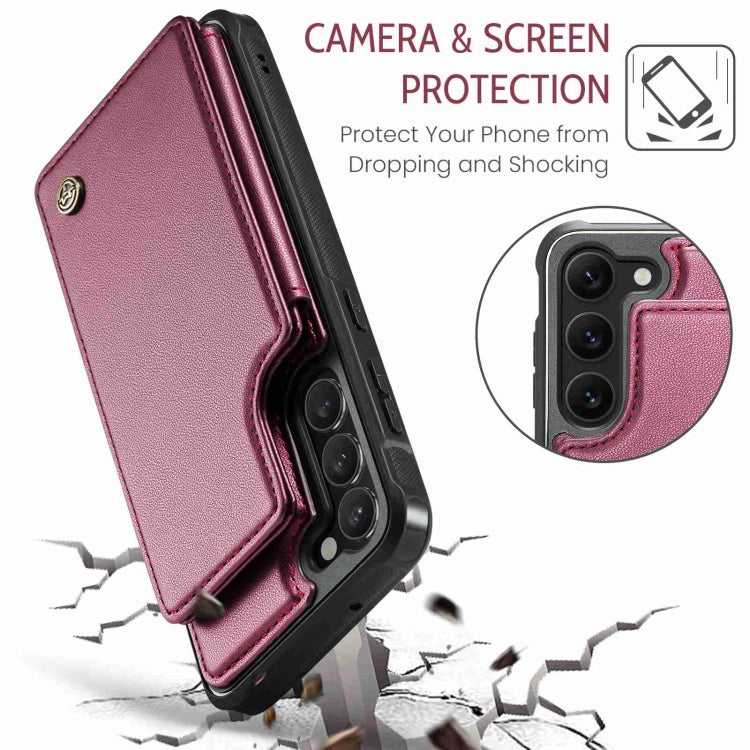 For Samsung Galaxy S23+ 5G CaseMe C22 Card Slots Holder RFID Anti-theft Phone Case(Wine Red) - free shipping - PMC Jewellery - Order now!