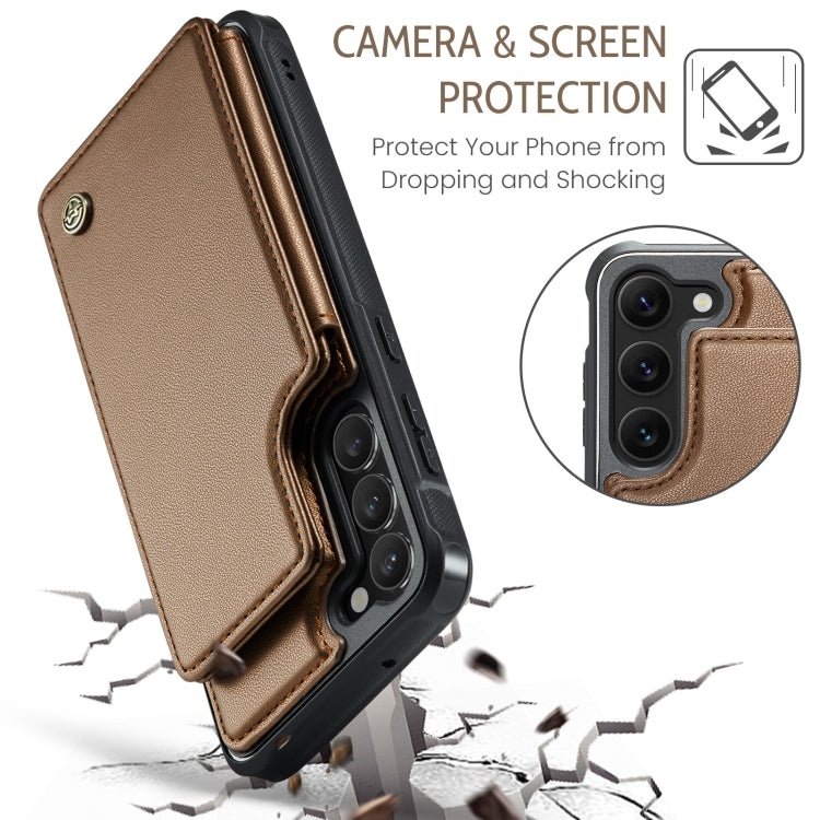 For Samsung Galaxy S23+ 5G CaseMe C22 Card Slots Holder RFID Anti-theft Phone Case(Brown) - free shipping - PMC Jewellery - Order now!