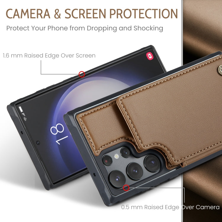 For Samsung Galaxy S23 Ultra 5G CaseMe C22 Card Slots Holder RFID Anti-theft Phone Case(Brown) - Galaxy S23 Ultra 5G Cases by CaseMe | Online Shopping South Africa | PMC Jewellery | Buy Now Pay Later Mobicred