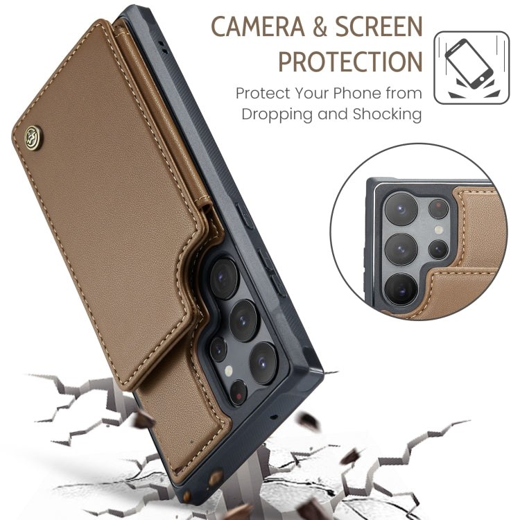 For Samsung Galaxy S23 Ultra 5G CaseMe C22 Card Slots Holder RFID Anti-theft Phone Case(Brown) - Galaxy S23 Ultra 5G Cases by CaseMe | Online Shopping South Africa | PMC Jewellery | Buy Now Pay Later Mobicred