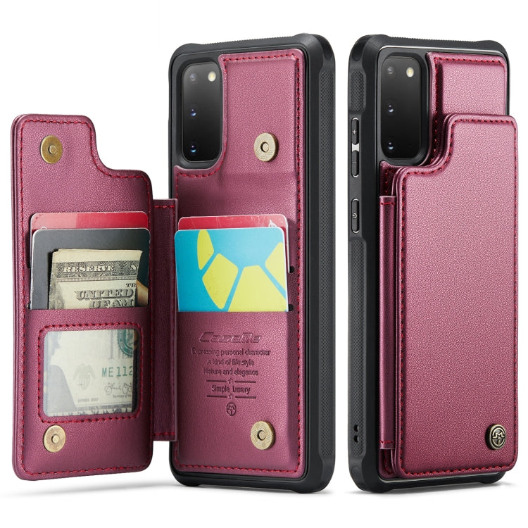 For Samsung Galaxy S20 CaseMe C22 Card Slots Holder RFID Anti-theft Phone Case(Wine Red) - free shipping - PMC Jewellery - Order now!