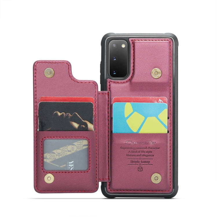For Samsung Galaxy S20 CaseMe C22 Card Slots Holder RFID Anti-theft Phone Case(Wine Red) - free shipping - PMC Jewellery - Order now!