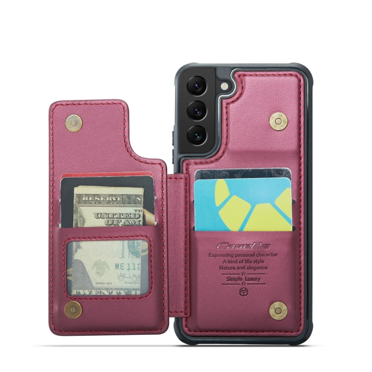 For Samsung Galaxy S21 5G CaseMe C22 Card Slots Holder RFID Anti-theft Phone Case(Wine Red) - free shipping - PMC Jewellery - Order now!