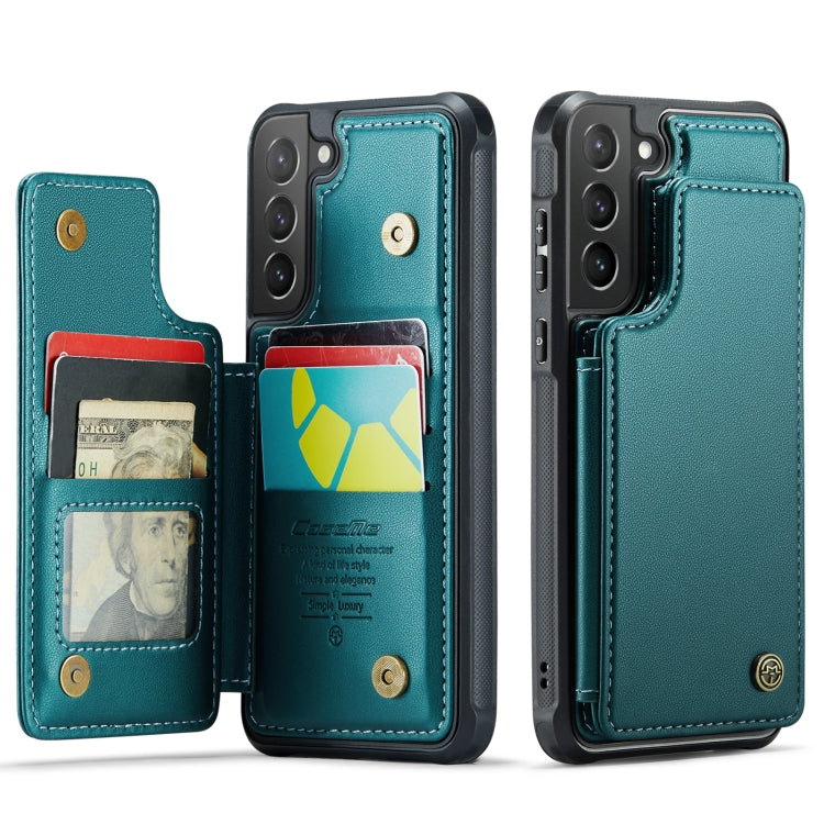 For Samsung Galaxy S21+ 5G CaseMe C22 Card Slots Holder RFID Anti-theft Phone Case(Blue Green) - free shipping - PMC Jewellery - Order now!