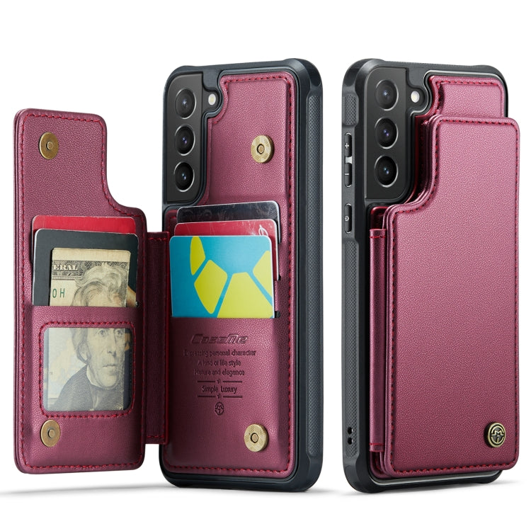 For Samsung Galaxy S21+ 5G CaseMe C22 Card Slots Holder RFID Anti-theft Phone Case(Wine Red) - free shipping - PMC Jewellery - Order now!