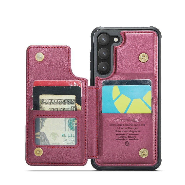 For Samsung Galaxy S23 5G CaseMe C22 Card Slots Holder RFID Anti-theft Phone Case(Wine Red) - free shipping - PMC Jewellery - Order now!