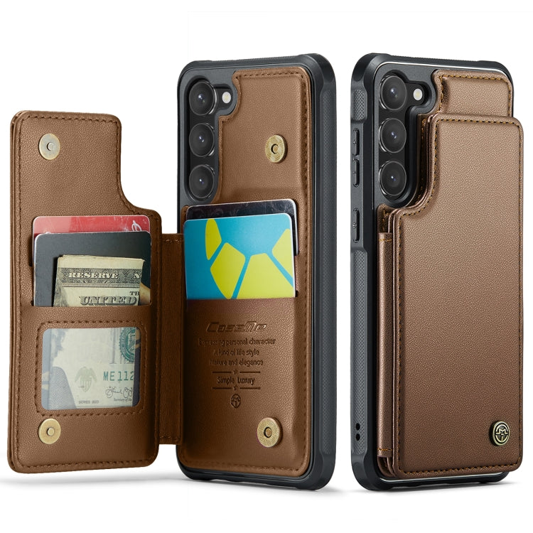 For Samsung Galaxy S23 5G CaseMe C22 Card Slots Holder RFID Anti-theft Phone Case(Brown) - free shipping - PMC Jewellery - Order now!