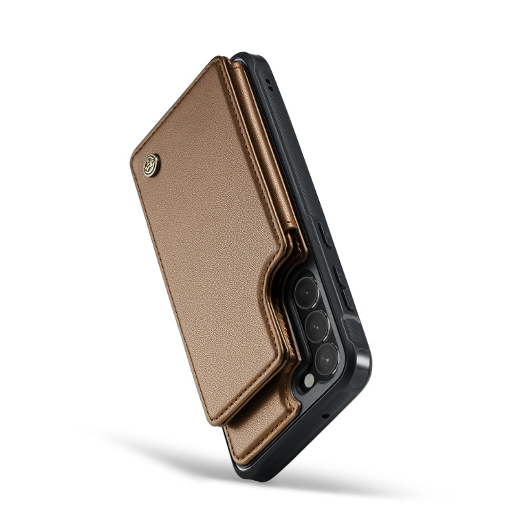 For Samsung Galaxy S23 5G CaseMe C22 Card Slots Holder RFID Anti-theft Phone Case(Brown) - free shipping - PMC Jewellery - Order now!