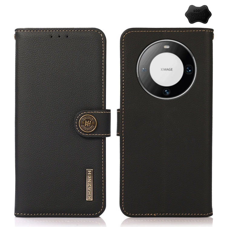 For Huawei Mate 60 KHAZNEH Custer Genuine Leather RFID Phone Case(Black) - Huawei Cases by PMC TechLife | Online Shopping South Africa | PMC TechLife | Buy Now Pay Later Mobicred