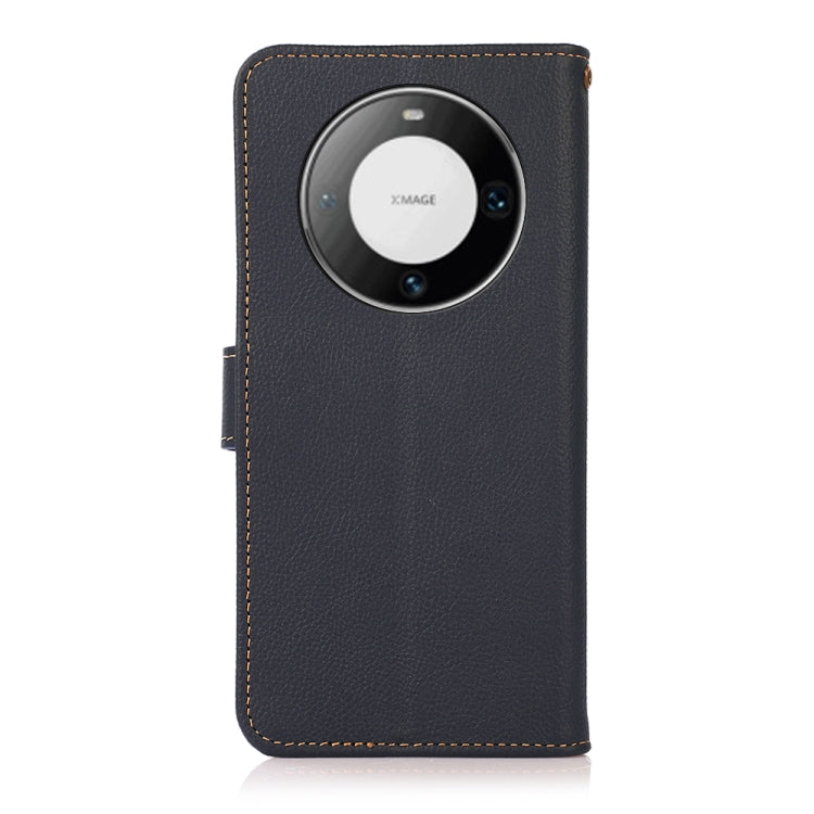 For Huawei Mate 60 KHAZNEH Custer Genuine Leather RFID Phone Case(Blue) - Huawei Cases by PMC TechLife | Online Shopping South Africa | PMC TechLife | Buy Now Pay Later Mobicred