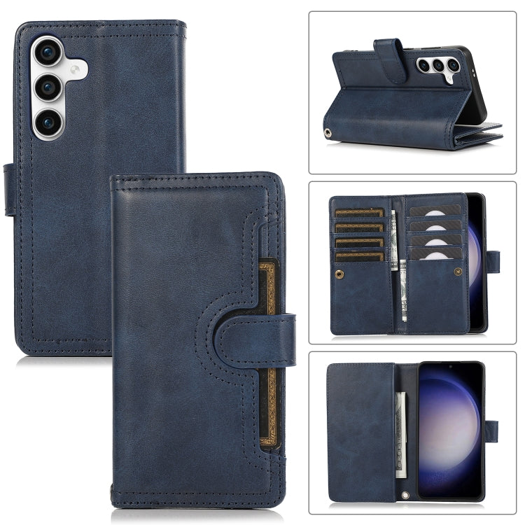 For Samsung Galaxy S24 5G Wristband Card Slot Leather Phone Case(Blue) - free shipping - PMC Jewellery - Order now!